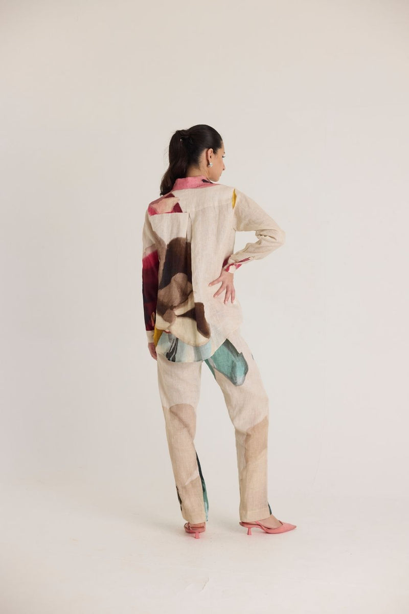 LILA CO-ORD SET linen by Yam in white color for women in Singapore