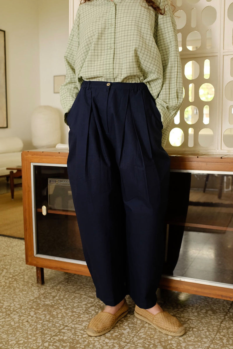 Cole Pant cotton pant/trouser by MASON AND MILL in navy blue for women in Singapore