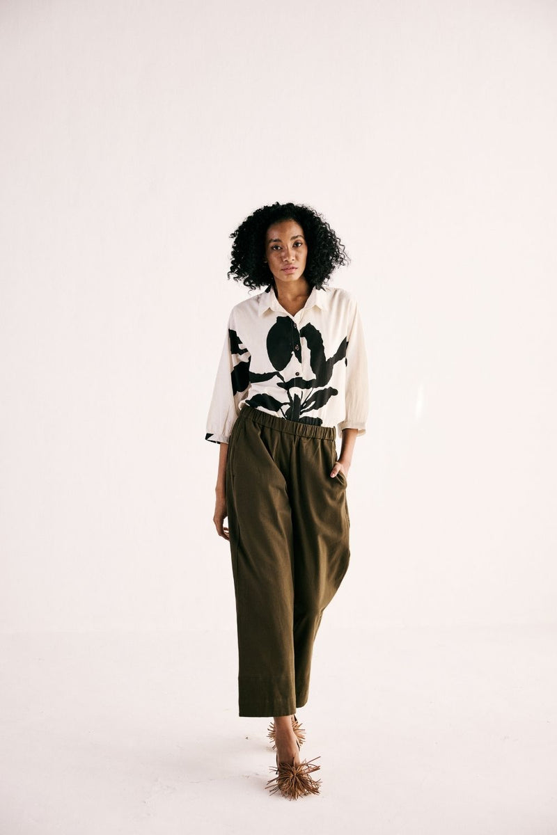 OLIVE TROUSERS twill by Khara Kapas in green for women in Singapore