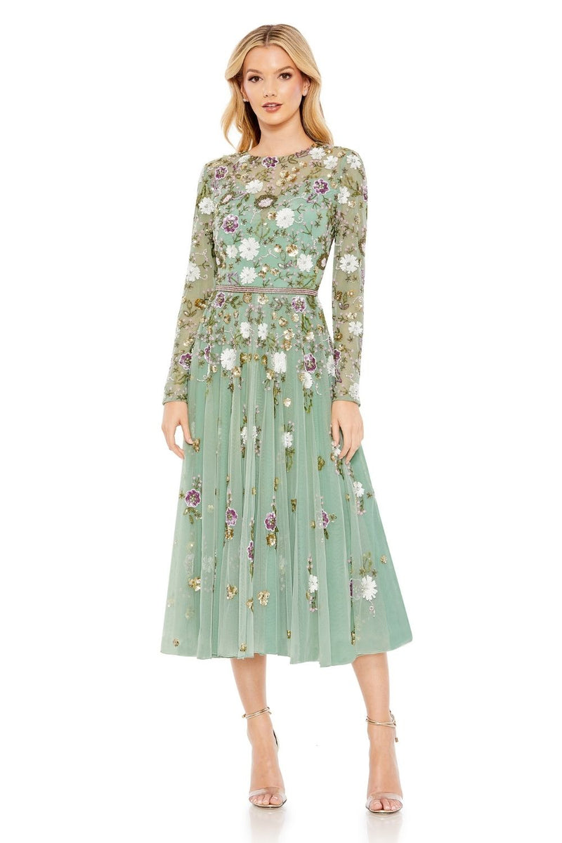 MD-5716 Midi Dress-Green by Mac Duggal in green color for women in Singapore