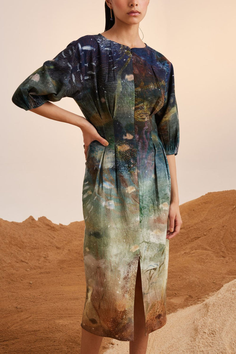 Shaft Dress-Underwater cotton Dress by CORD for women in Singapore