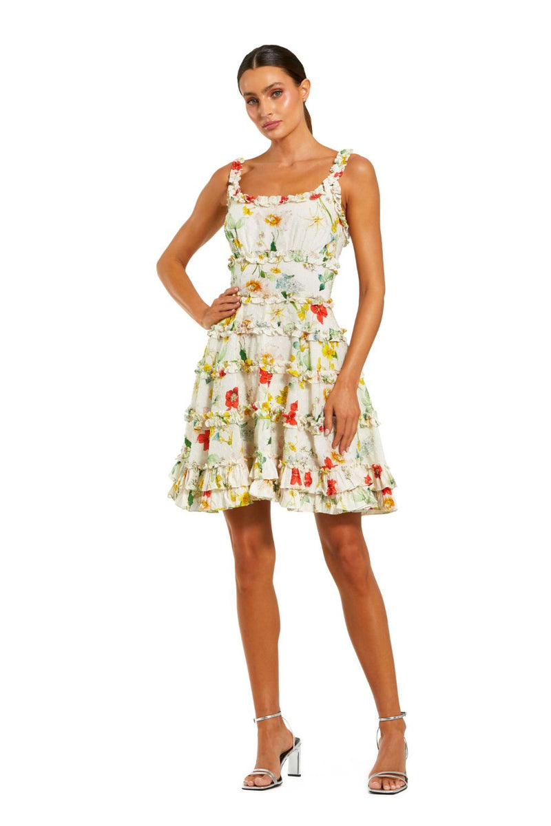 8257-Ruffle Floral Sweetheart Neck Mini Dress by Mac Duggal for women in Singapore