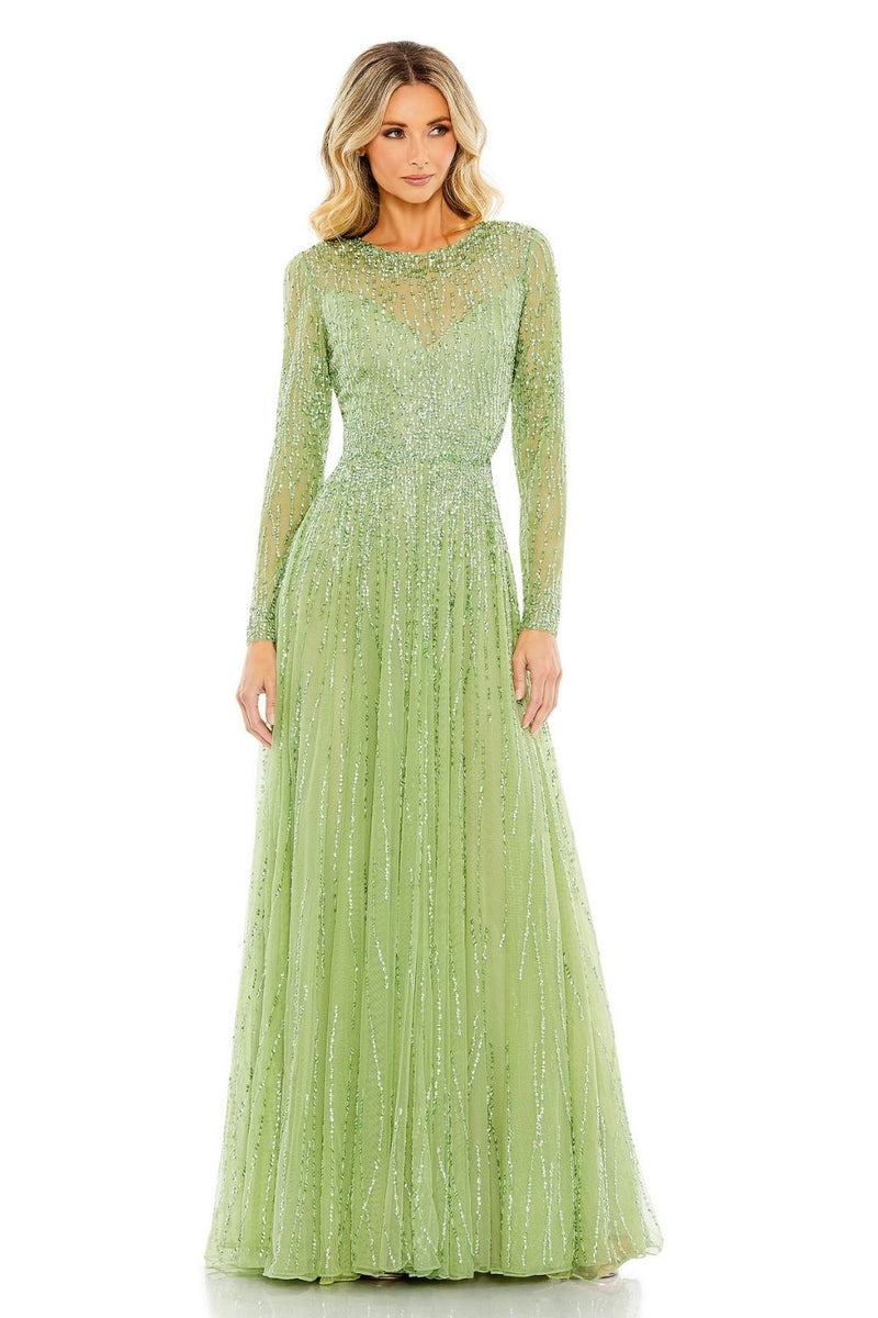 MD-5636 Green Flared Gown-Green by Mac Duggal in green color for women in Singapore