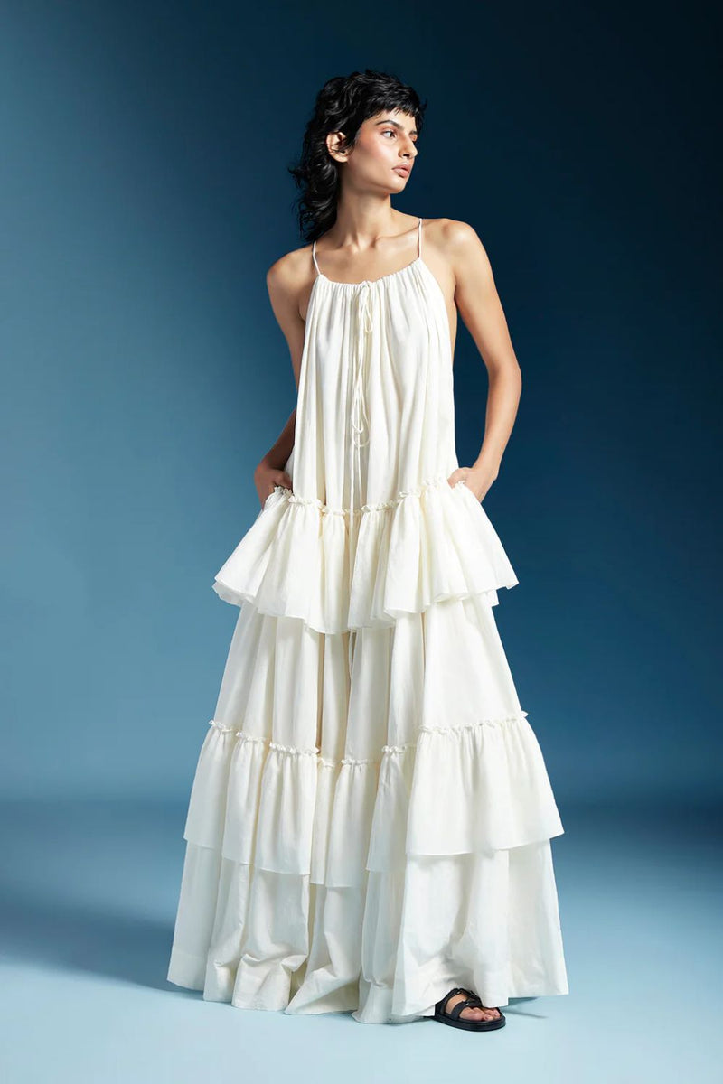 Akari Dress-White cotton by Chola in white color for women in Singapore