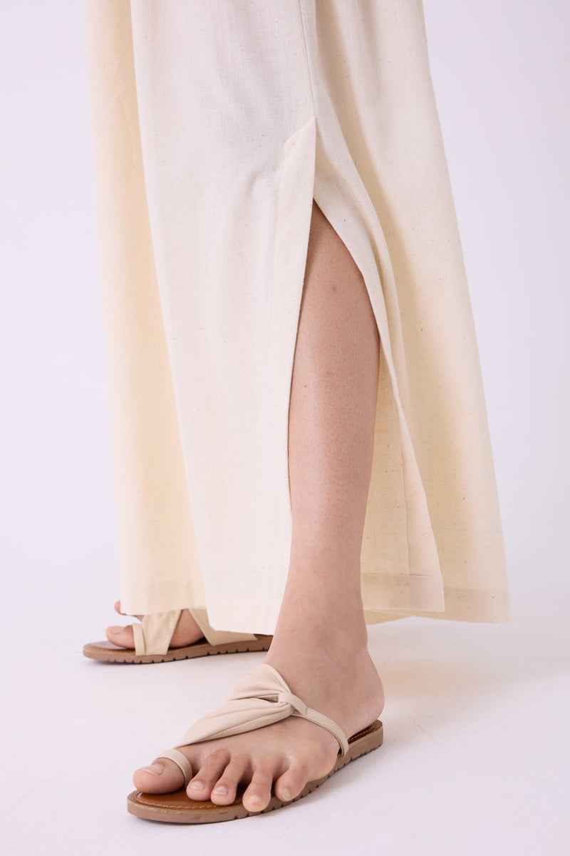 Takumi Off White Handwoven Pleated Pants handspun & handwoven cotton pant/trouser by The Summer House in off white for women in Singapore
