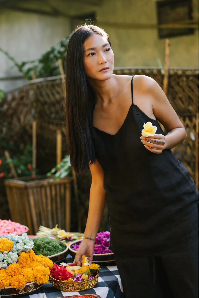 YOI REFINED CAMISOLE TOP SET linen Buy YOI REFINED CAMISOLE TOP SET from C&W | Co-Ord Sets for Women by Ituvana in black color for women in Singapore