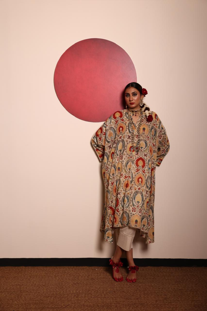 Suzaani Print Asymmetrical Tunic & Narrow Pant