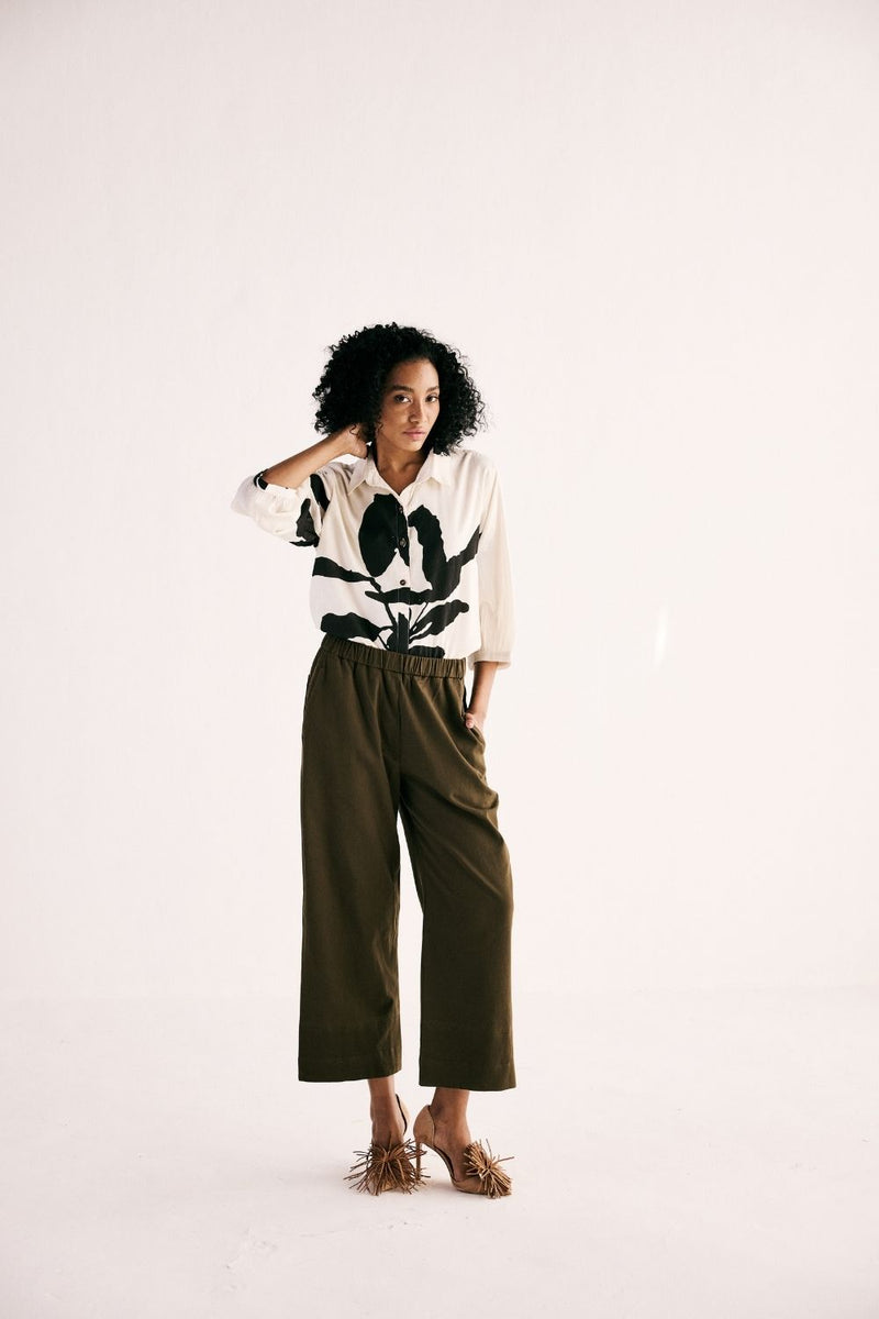 OLIVE TROUSERS twill by Khara Kapas in green for women in Singapore