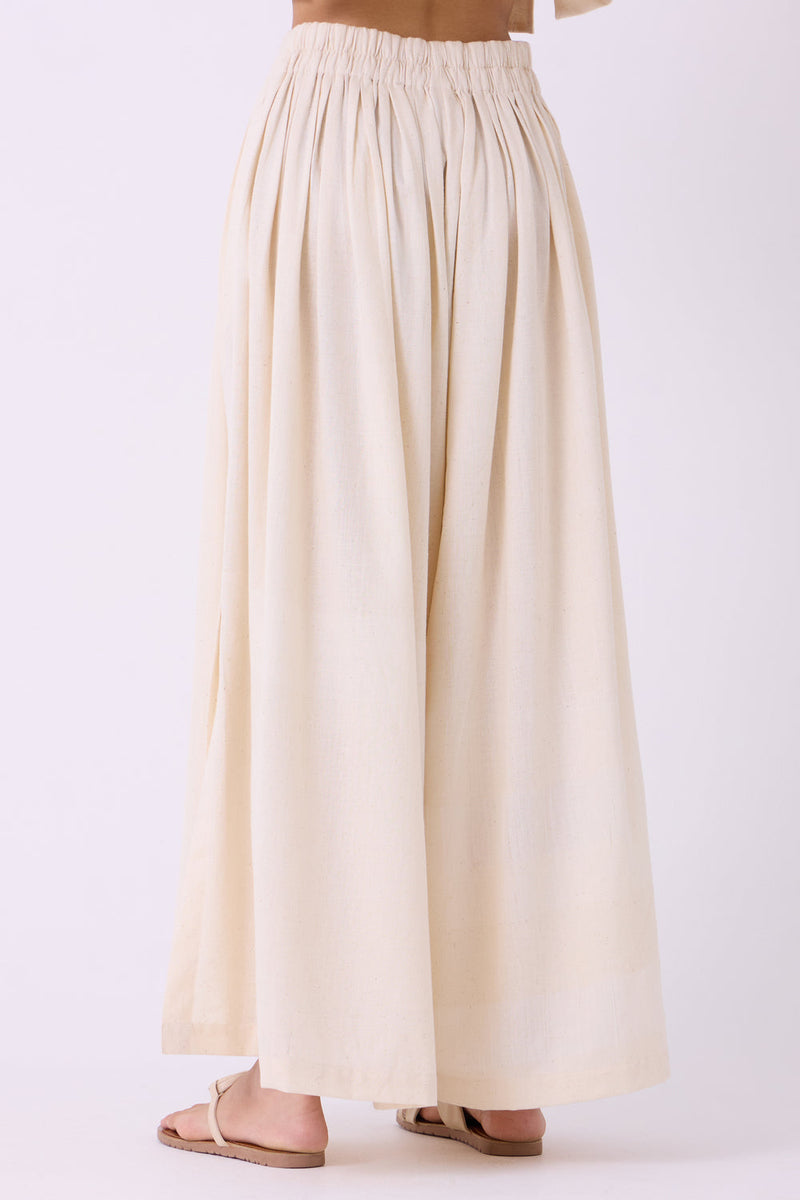 Takumi Off White Handwoven Pleated Pants handspun & handwoven cotton pant/trouser by The Summer House in off white for women in Singapore