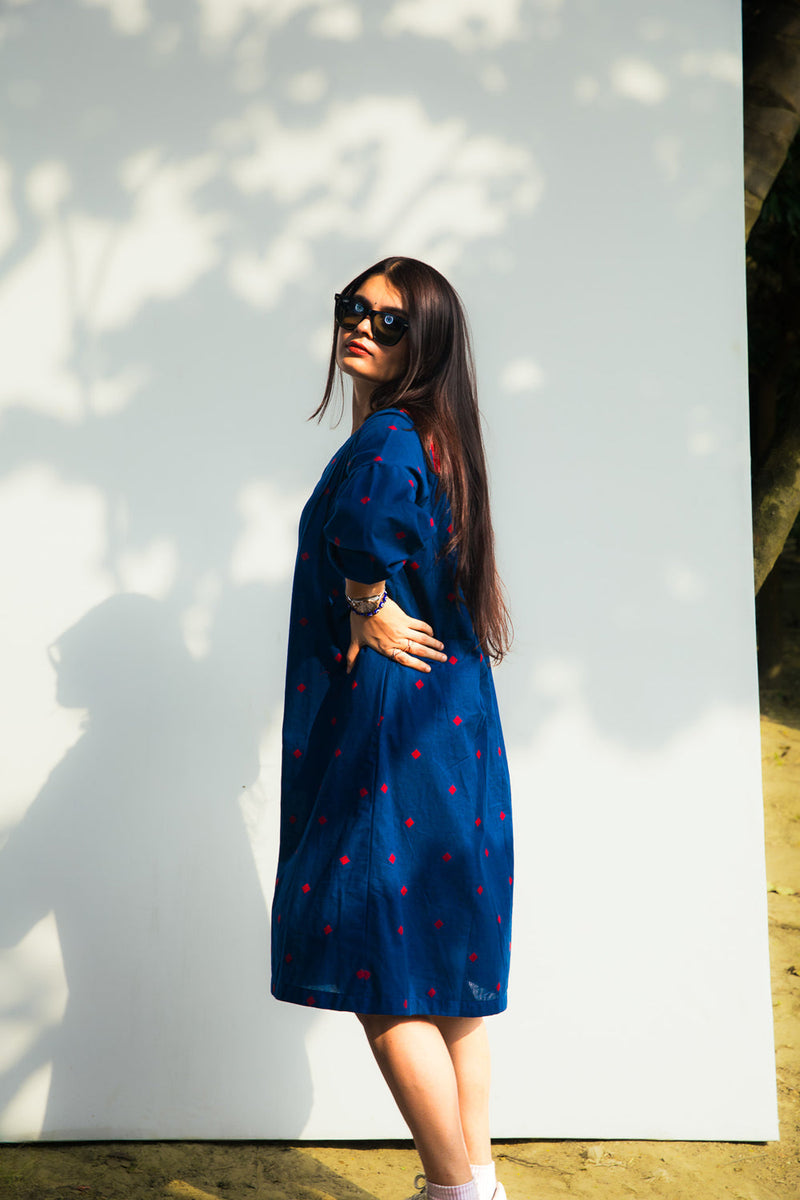 Midnight Blue Melody Dress cotton dress by 145 East in blue for women in Singapore