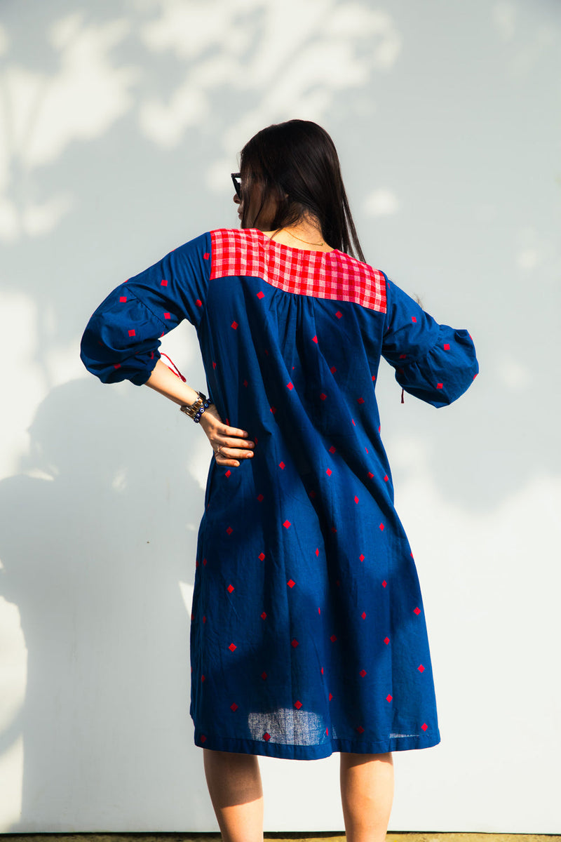 Midnight Blue Melody Dress cotton dress by 145 East in blue for women in Singapore