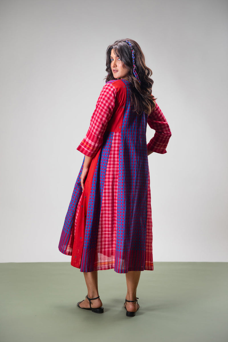 Amethyst Dress cotton,gamcha dress by 145 East in red, purple for women in Singapore