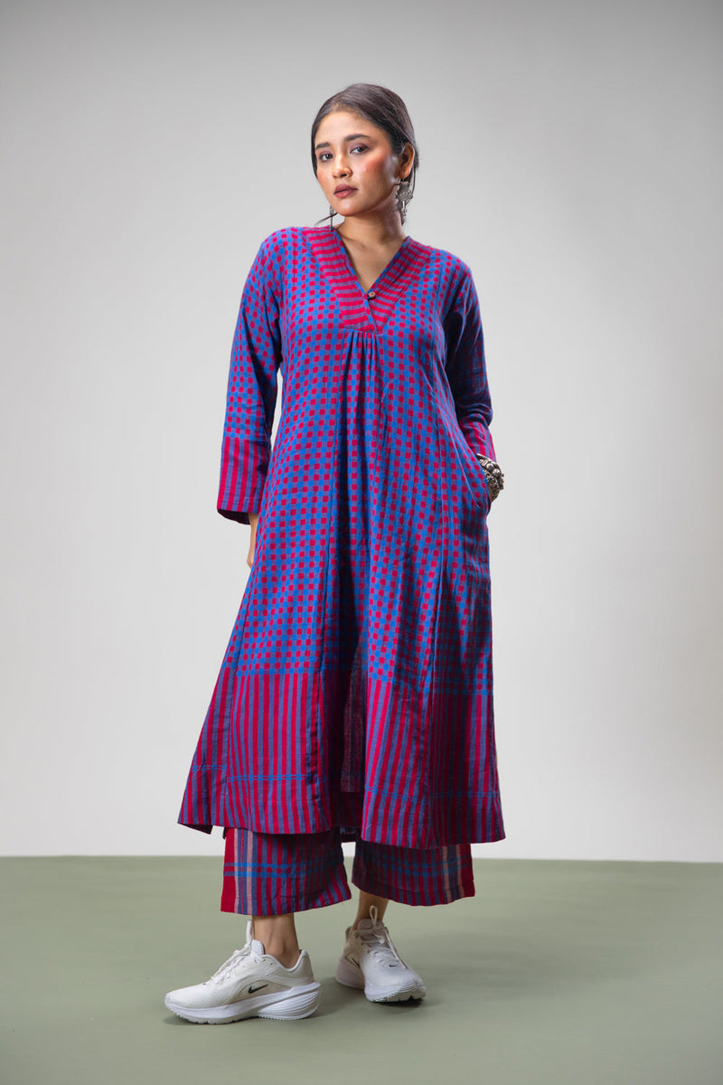 Lavender Set (Dress + Palazzo) gamcha co-ord set by 145 East in purple for women in Singapore