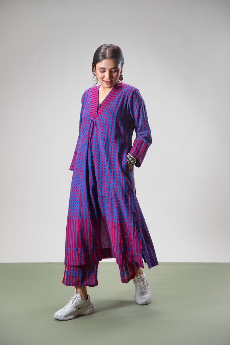 Lavender Set (Dress + Palazzo) gamcha co-ord set by 145 East in purple for women in Singapore