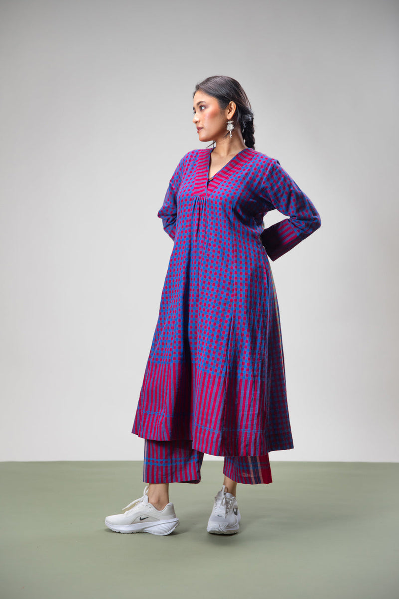 Lavender Set (Dress + Palazzo) gamcha co-ord set by 145 East in purple for women in Singapore