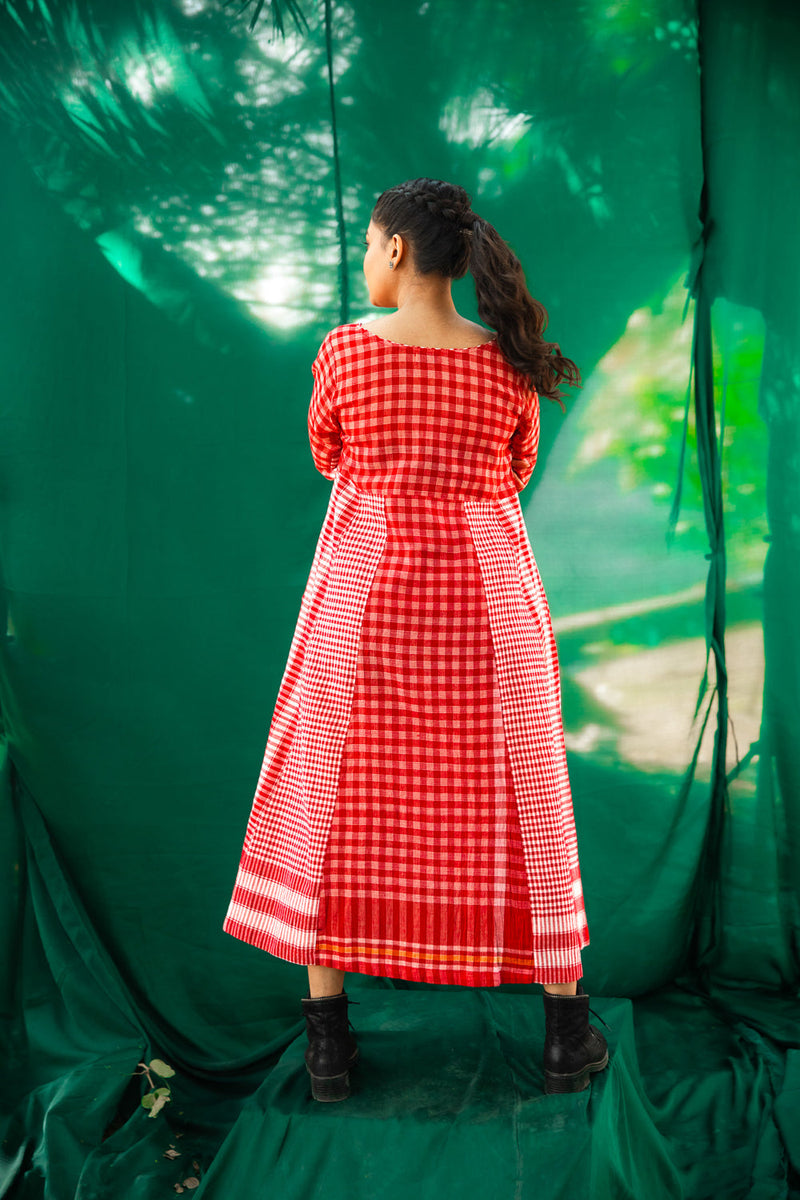 Side Panelled Big Book Red Dress gamcha dress by 145 East in red for women in Singapore