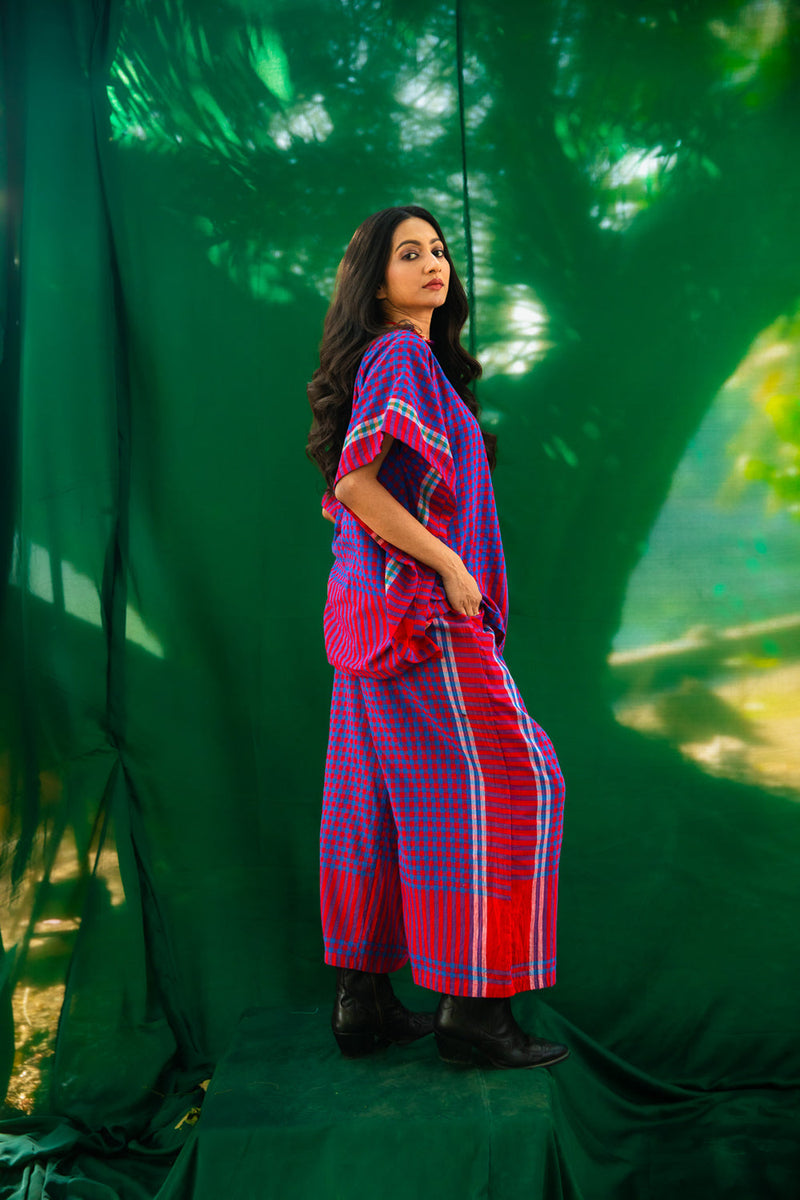 Purple Kaftan Top - Palazzo Set gamcha co-ord set by 145 East in purple for women in Singapore