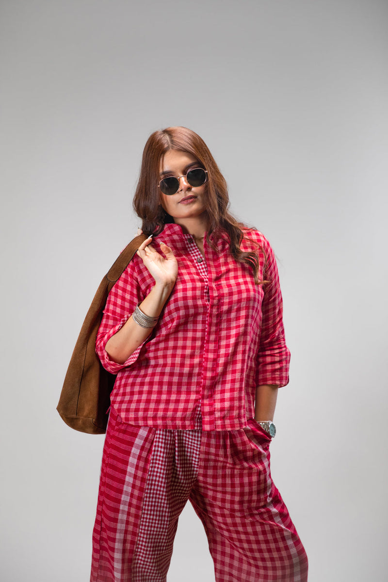 Terra Set gamcha co-ord set by 145 East in red for women in Singapore