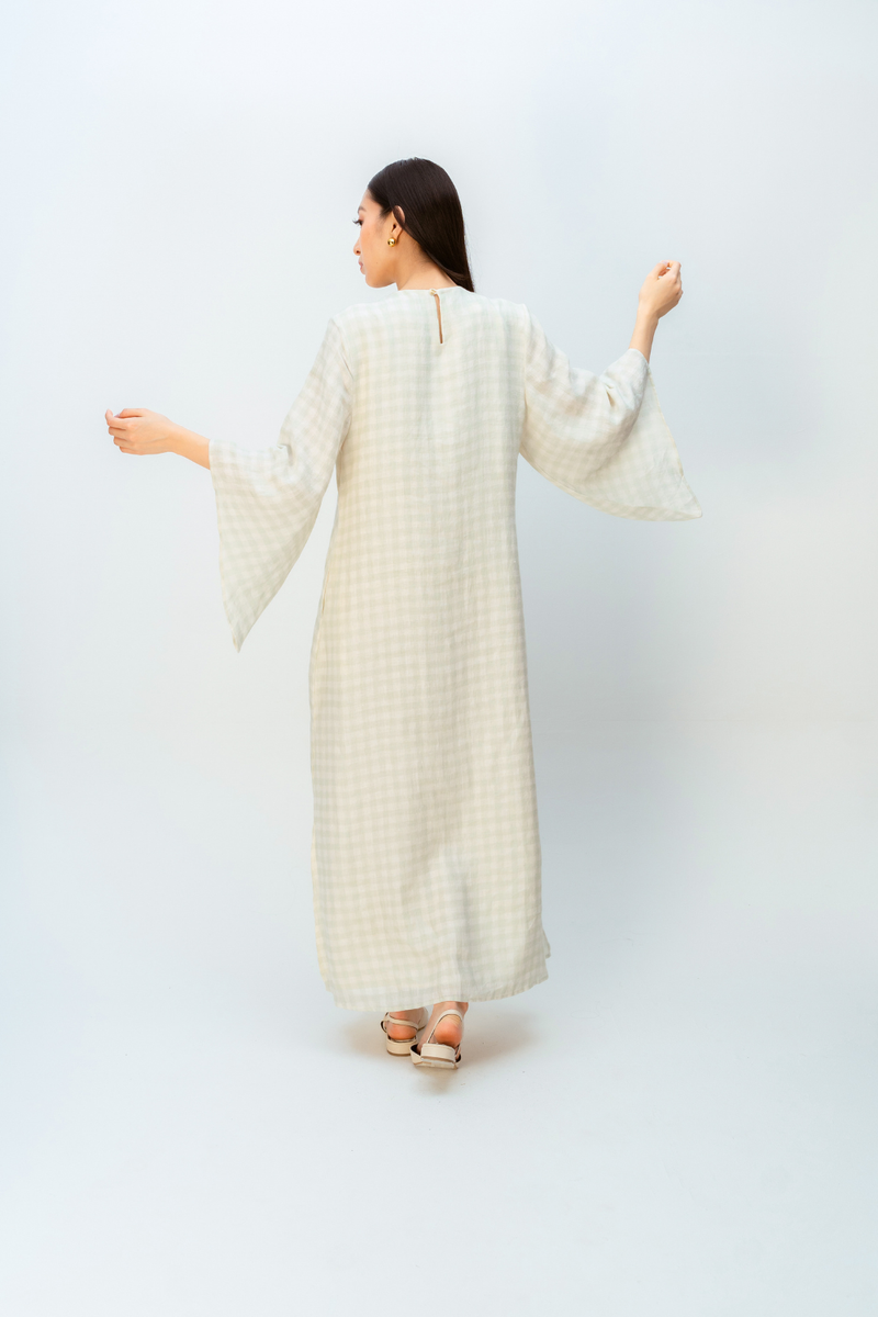 MISTED GARDEN DRESS linen dress by Ode to Odd in green for women in Singapore