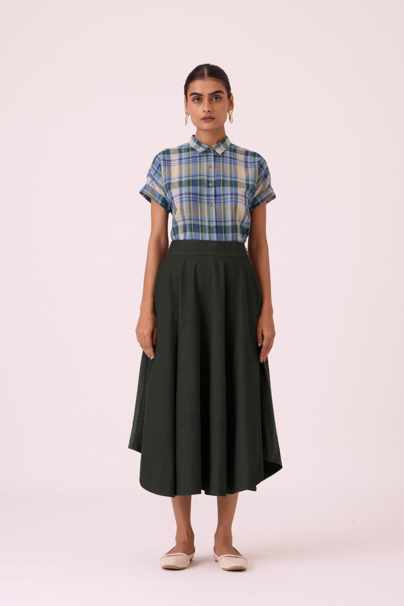 Boga Green Corduroy Skirt corduroy by The Summer House in olive color for women in Singapore