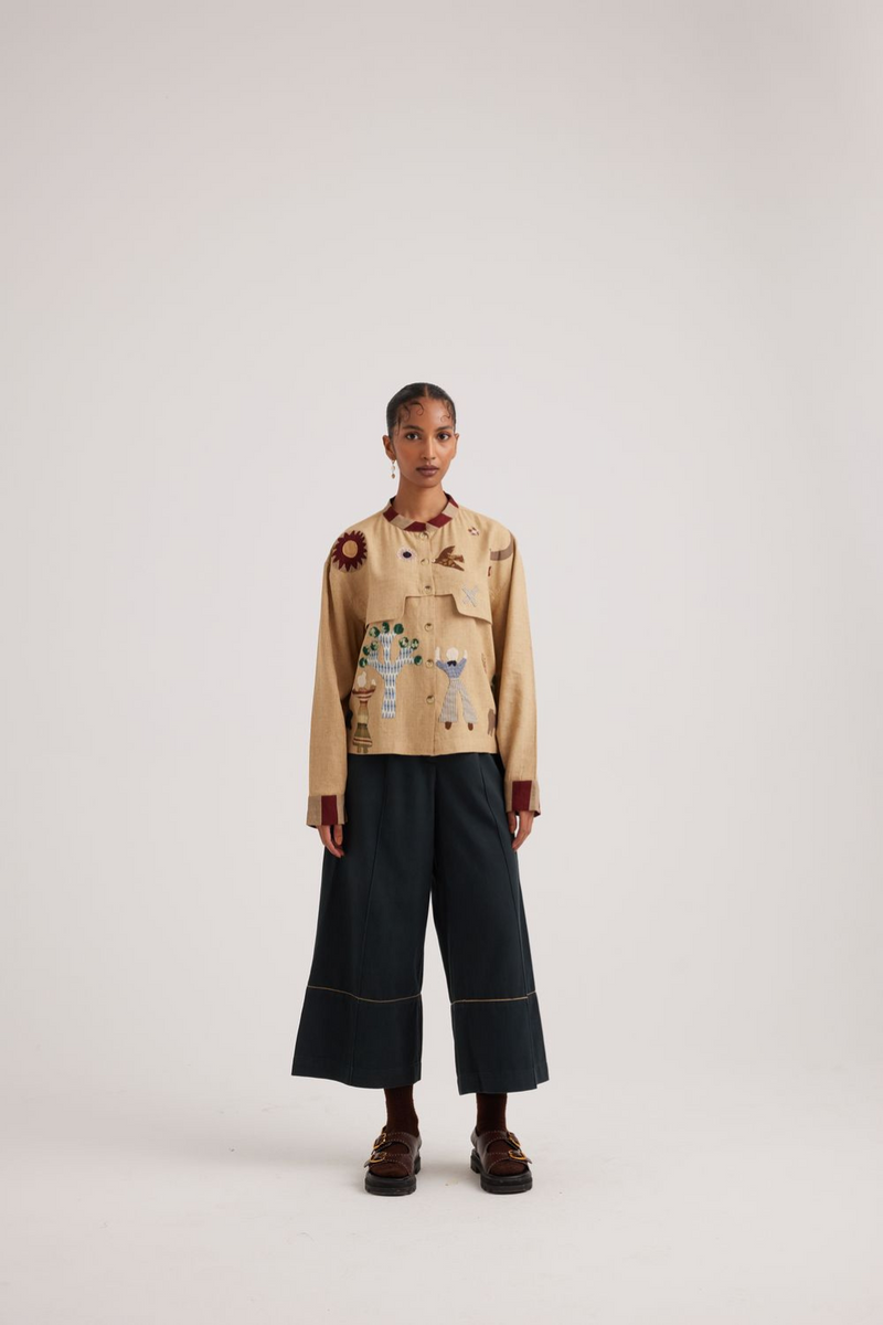 Bert Shirt-Folk Applique linen by CORD for women in Singapore