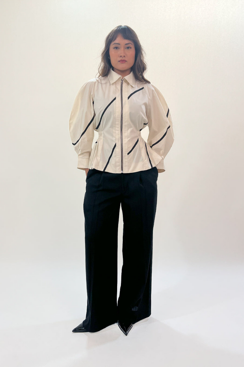 Bubble hem stem top 100% cotton Buy Bubble hem stem top from C&W | Tops And Shirts for Women by Leh Studios in black color for women in Singapore