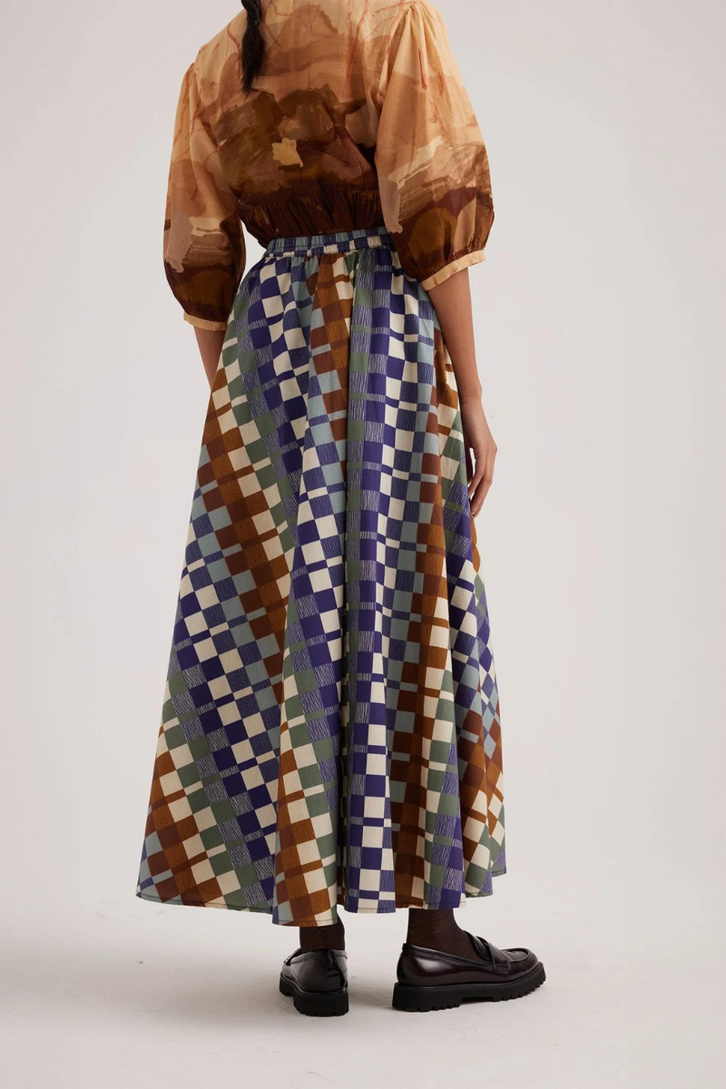 Circle Skirt-Checkers satin by CORD for women in Singapore