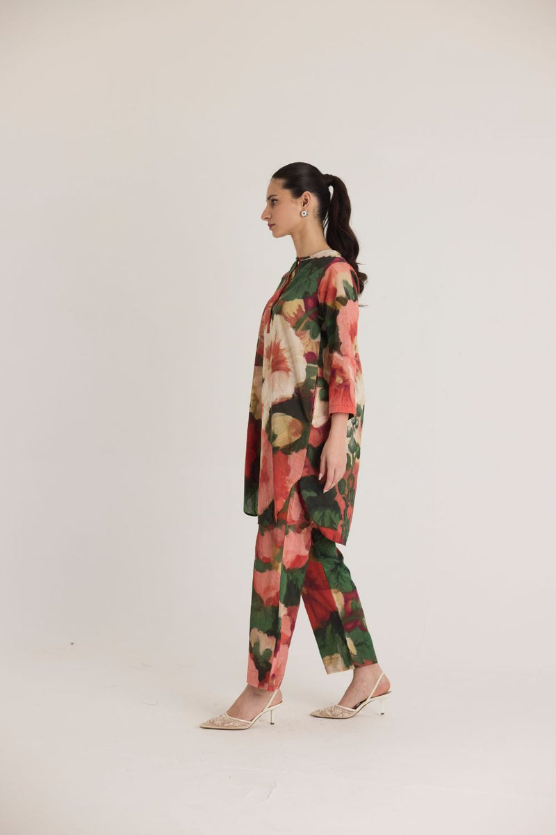 SCARLETT SHORT KURTA SET cotton by Yam in multi color for women in Singapore