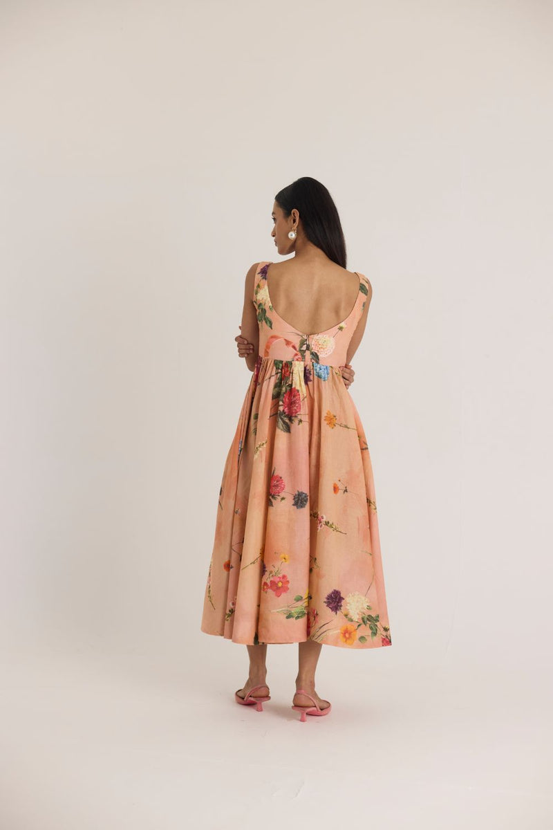 BUTTERCUP DRESS cotton by Yam in peach color for women in Singapore