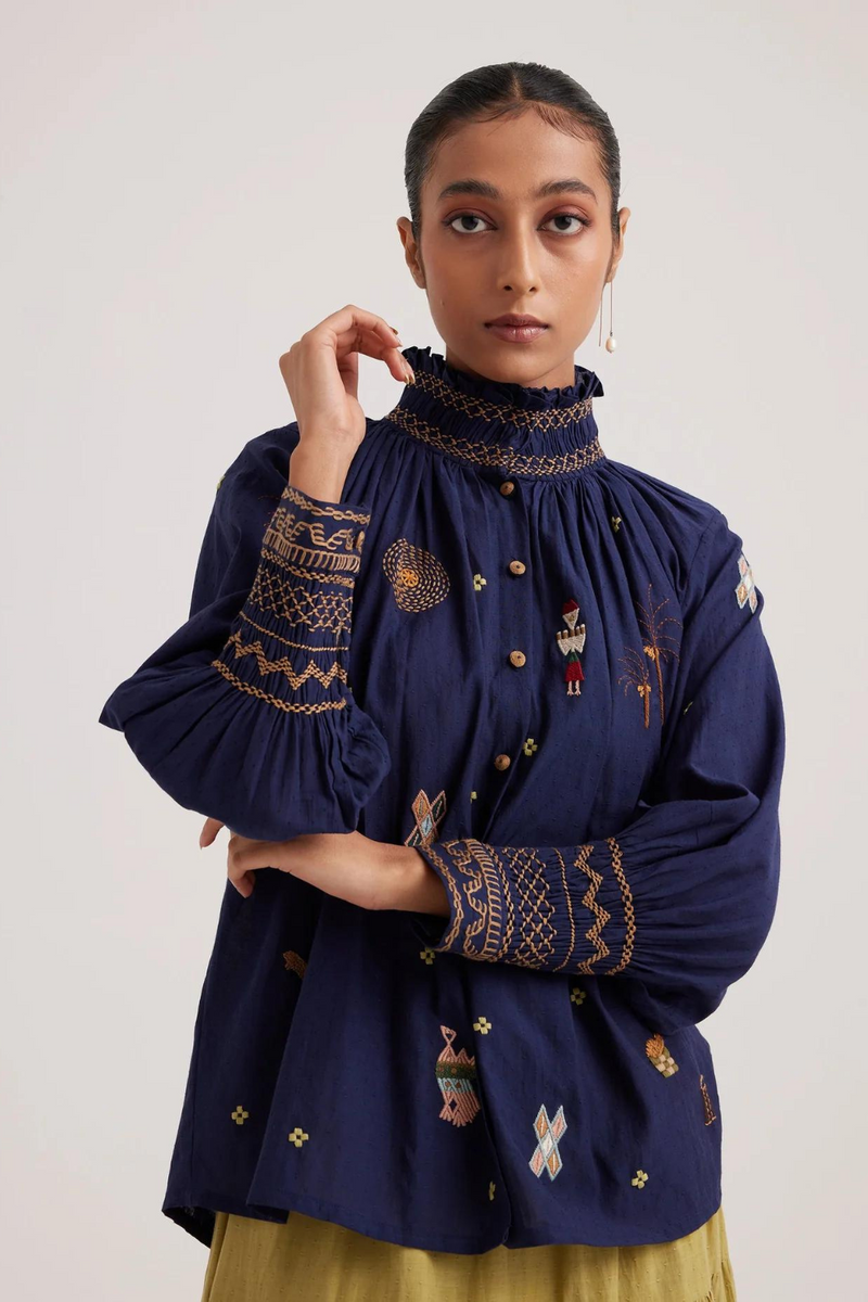 Farmer Top-Folk Ink cotton by CORD for women in Singapore