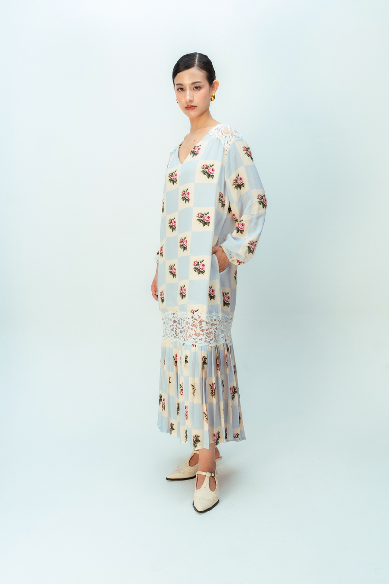MOONLIT GROVE DRESS crepe dress by Ode to Odd in blue for women in Singapore