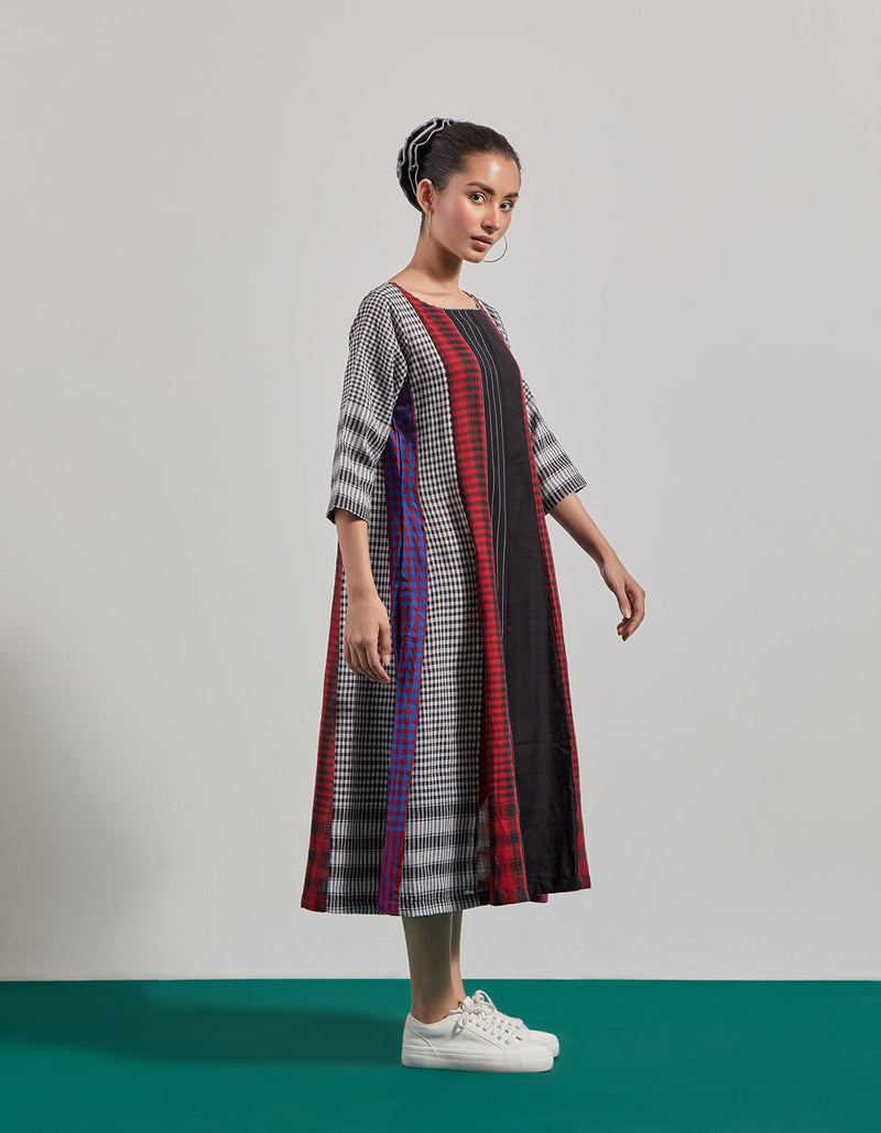 Ruella 16 Panelled Dress gamcha dress by 145 East in black ,maroon for women in Singapore