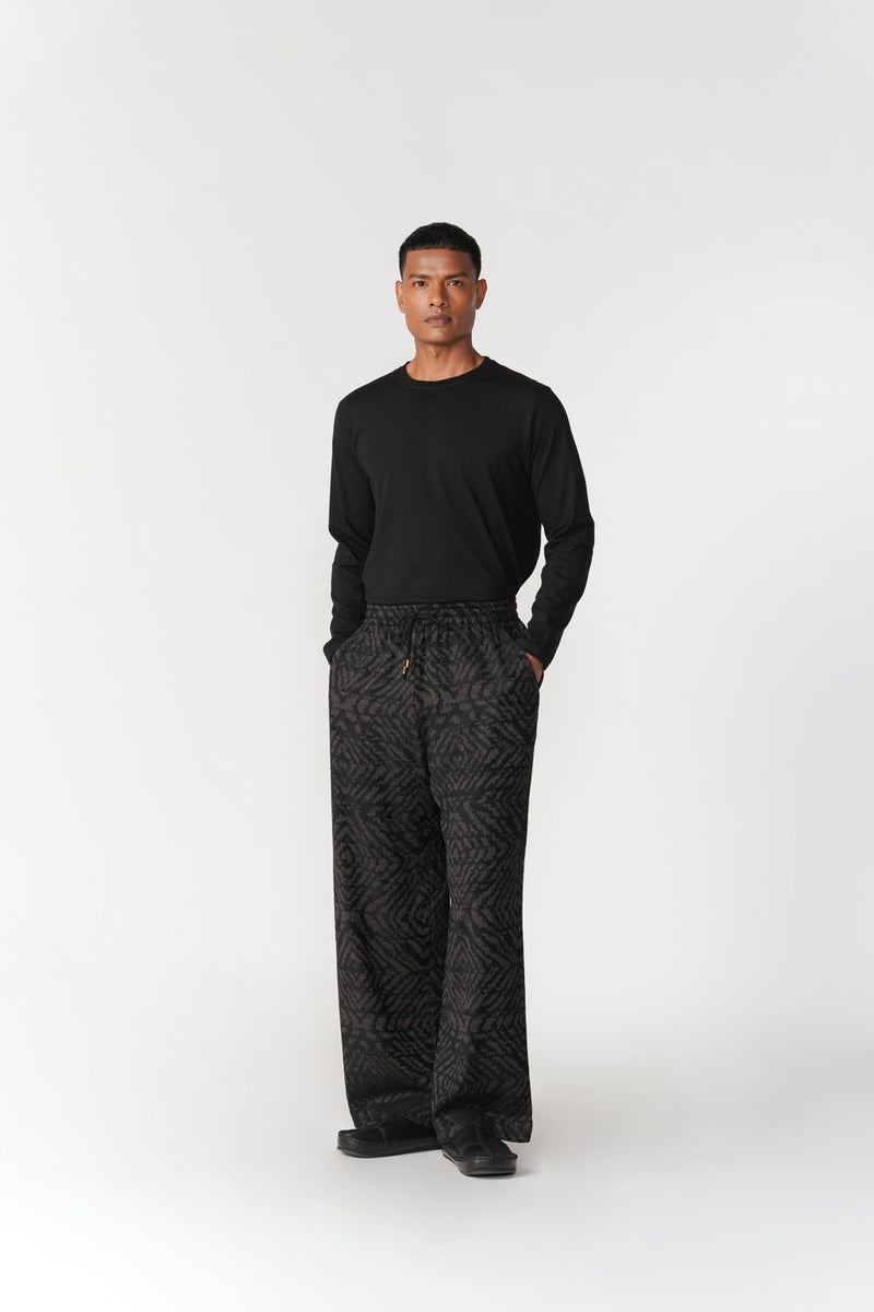 Jacquard Lounge Pants pant/trouser by Turn Black in black for men in Singapore