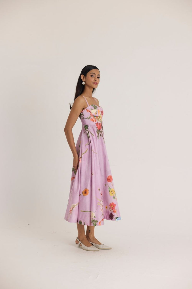 GIGGLE BERRY FLARED BRALETTE DRESS satin by Yam for women in Singapore
