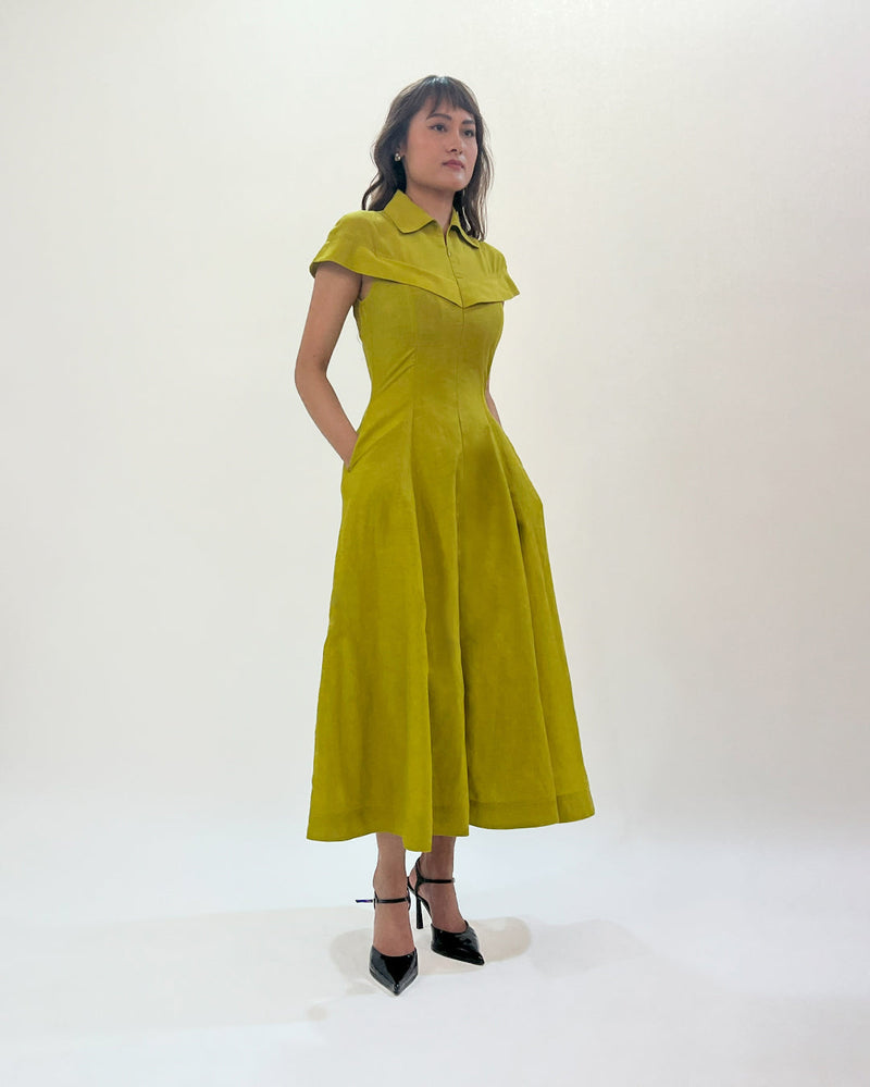 Sophie Cape dress linen Buy Sophie Cape dress from C&W | Dresses for Women by Leh Studios in green color for women in Singapore