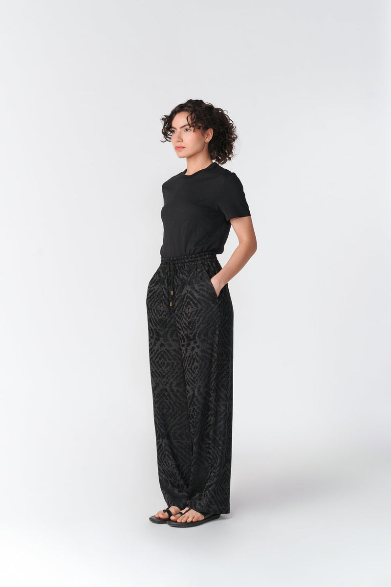 Jacquard Trousers pant/trouser by Turn Black in black for women in Singapore