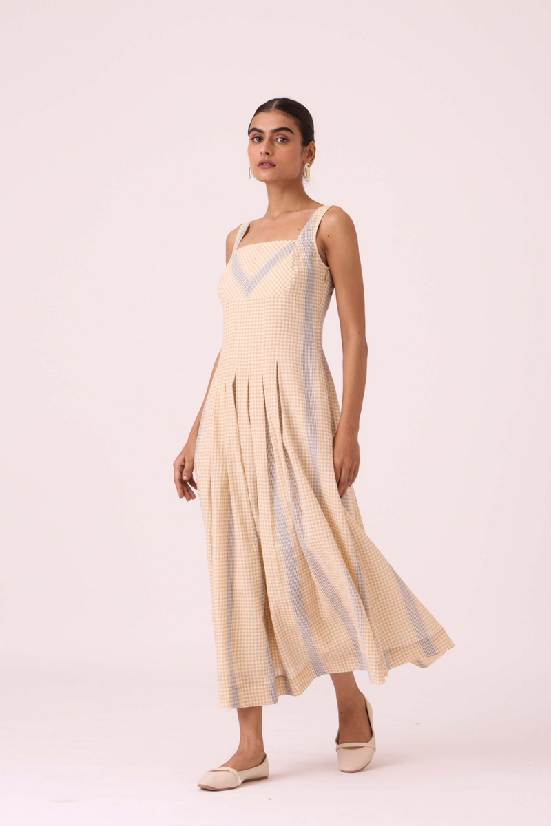 Bosie Beige Handwoven Dress cotton by The Summer House in pink color for women in Singapore