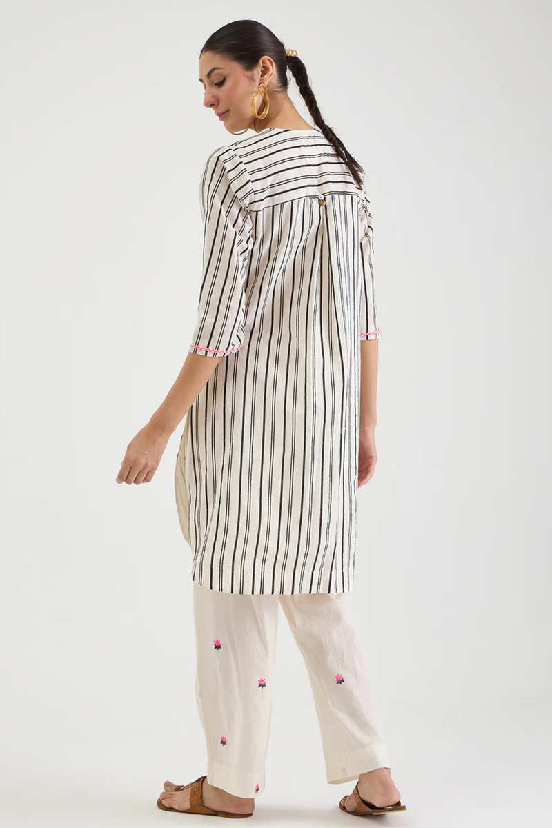 STRIPE N LOTUS SET cotton by AAVIDI in black color for women in Singapore
