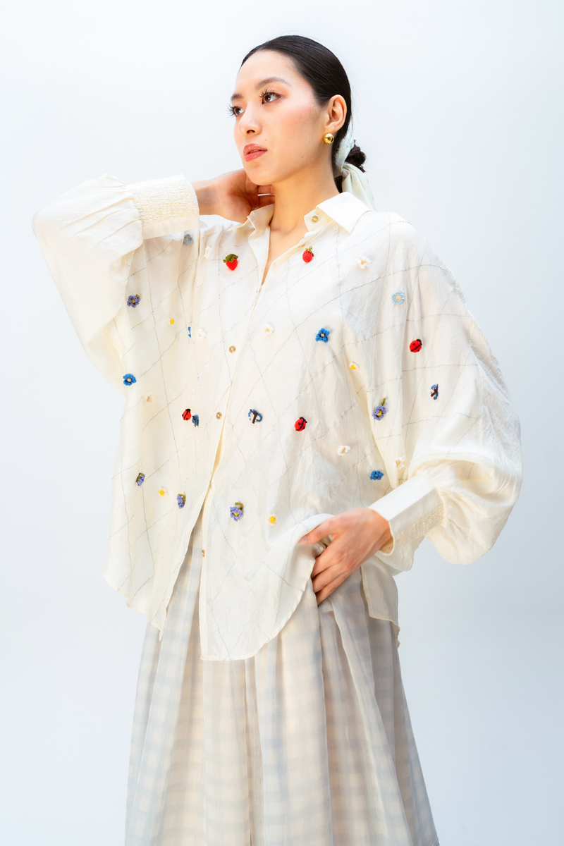 DREAMCORE SHIRT silk top/shirt by Ode to Odd in off white for women in Singapore