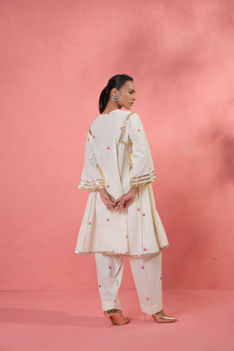 Lotus Blush Set cotton cambric light kurta set by AAVIDI in multicolor for women in Singapore