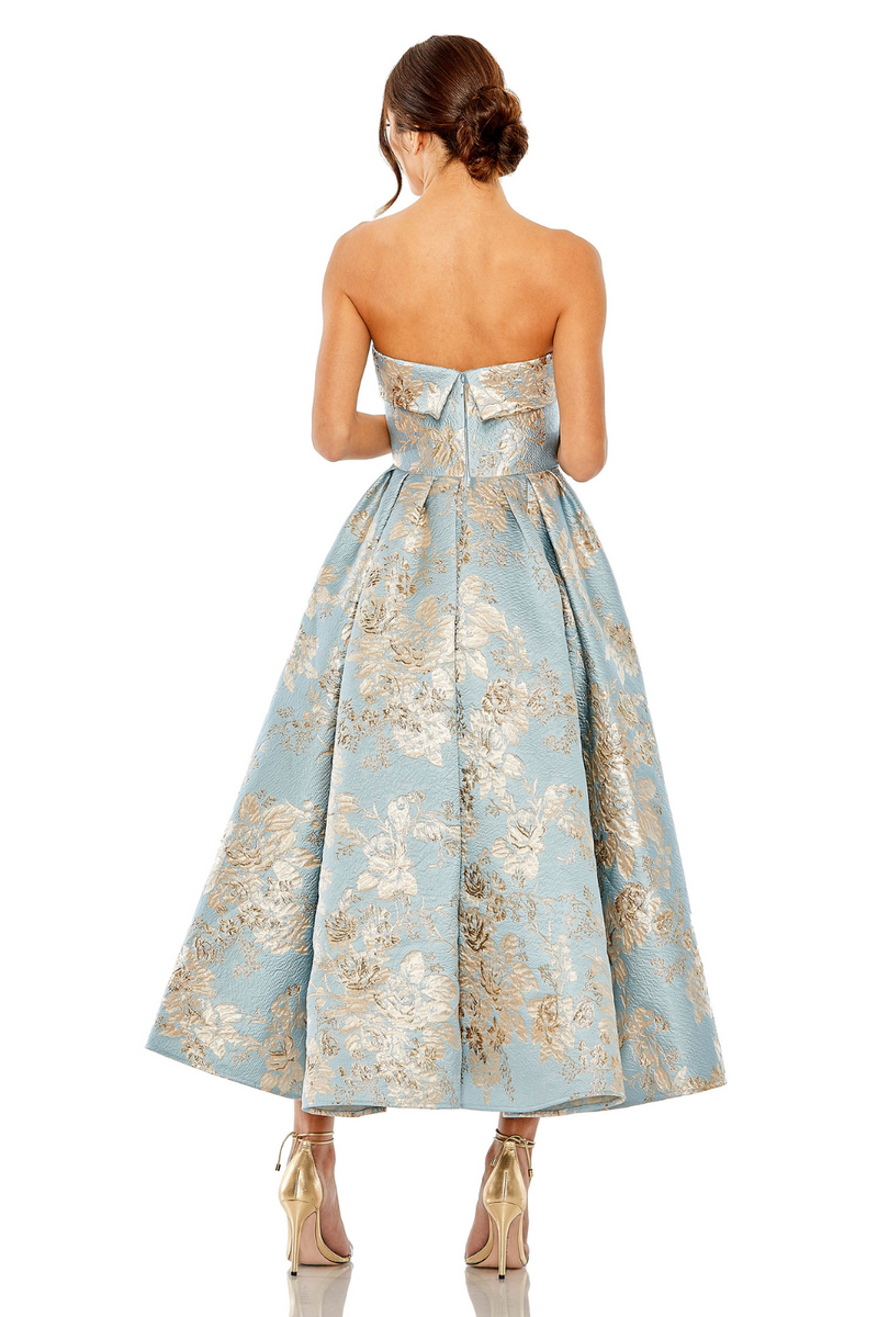 20726-Brocade Midi Dress with Pockets-Blue Multi mul by Mac Duggal in blue color for women in Singapore