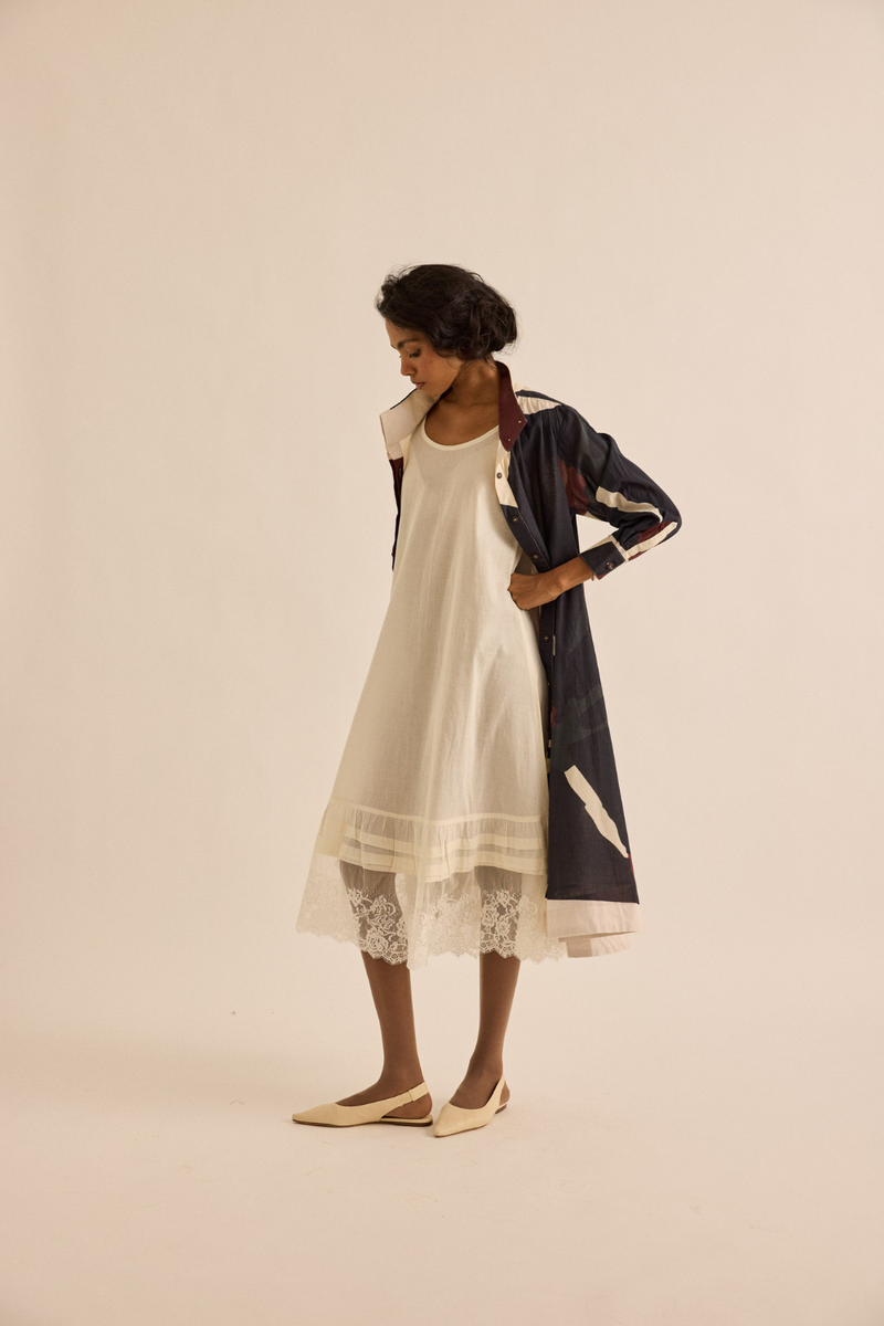 Aeris Lace Slip mul top/shirt by Khara Kapas in off-white for women in Singapore