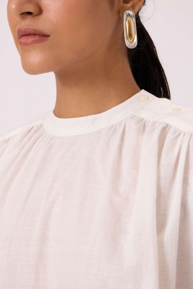 Garcia Handwoven Embroidered Top cotton by The Summer House in white color for women in Singapore