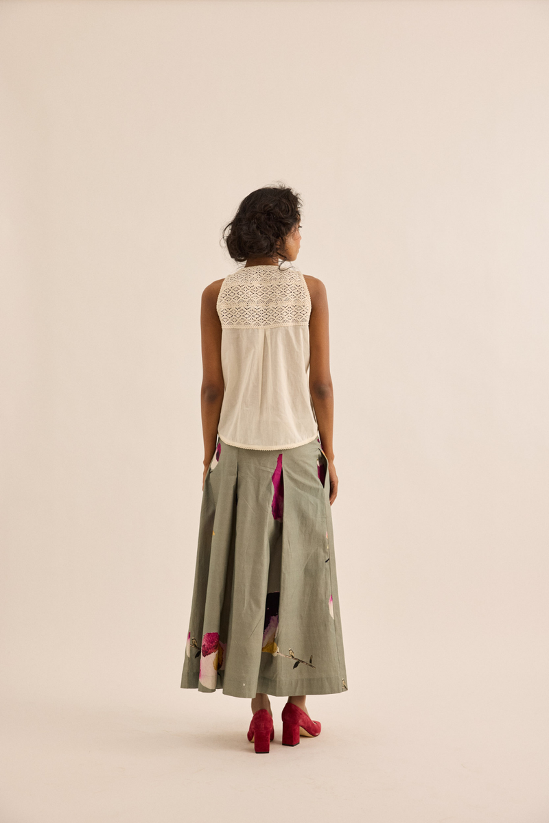 White Thistle Top mul top/shirt by Khara Kapas in ivory for women in Singapore