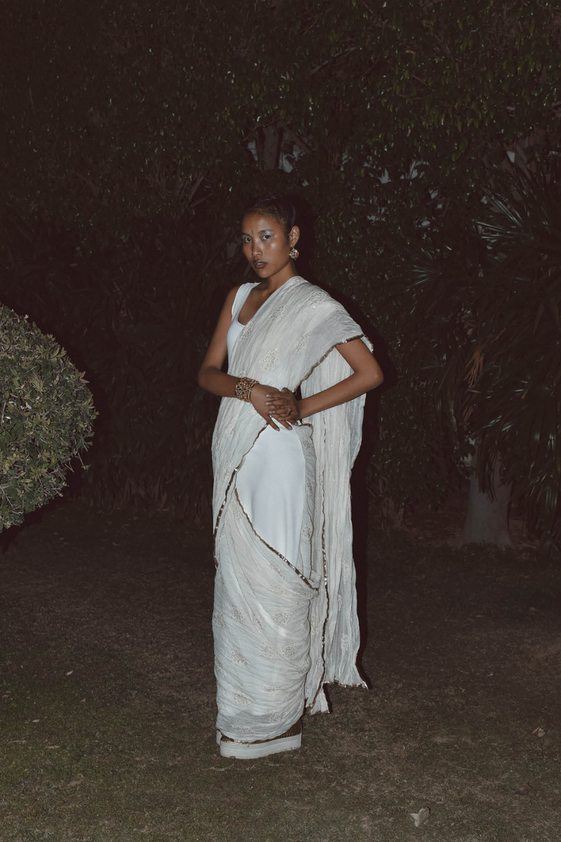 NAVA EMBROIDERED SARI DRESS 100% cotton Buy NAVA EMBROIDERED SARI DRESS from C&W | Dresses for Women by Ituvana in black color for women in Singapore