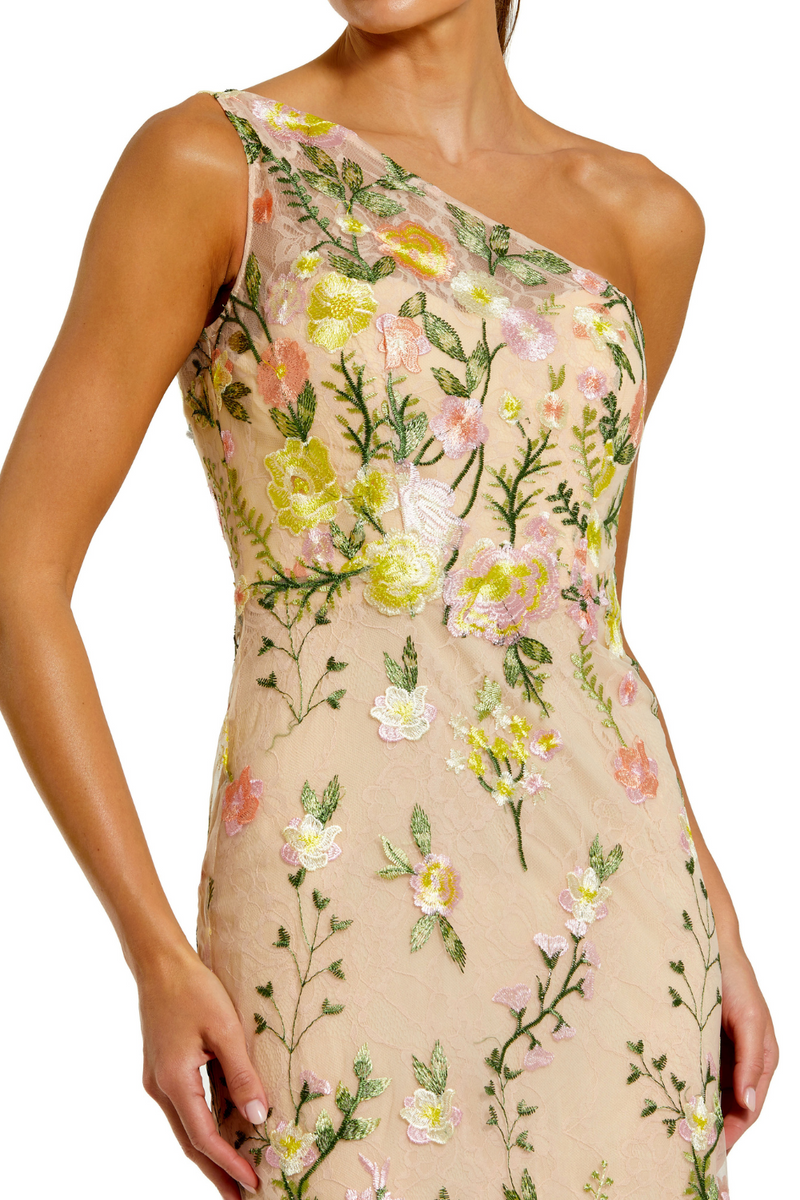 68606-Floral Embroidered Gown-Yellow Multi mul by Mac Duggal in yellow color for women in Singapore