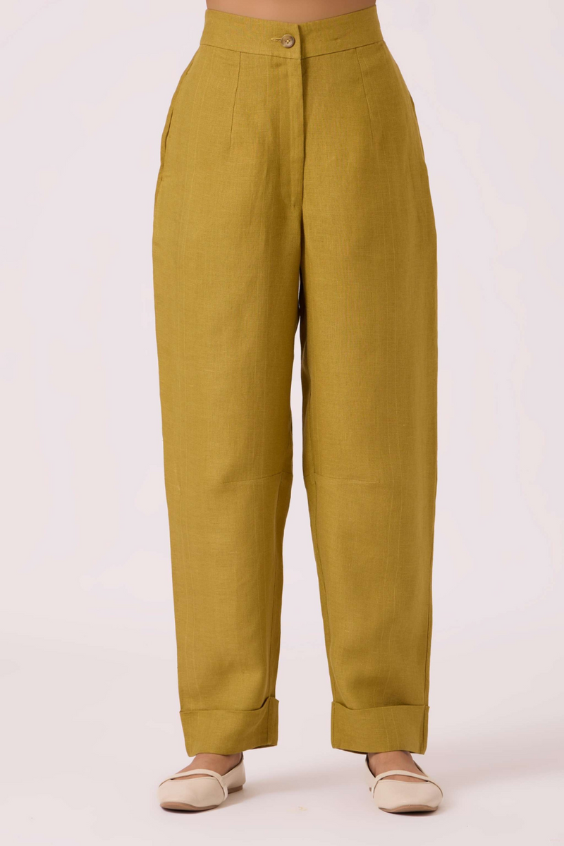 Pip Olive Linen Pants linen by The Summer House in olive color for women in Singapore