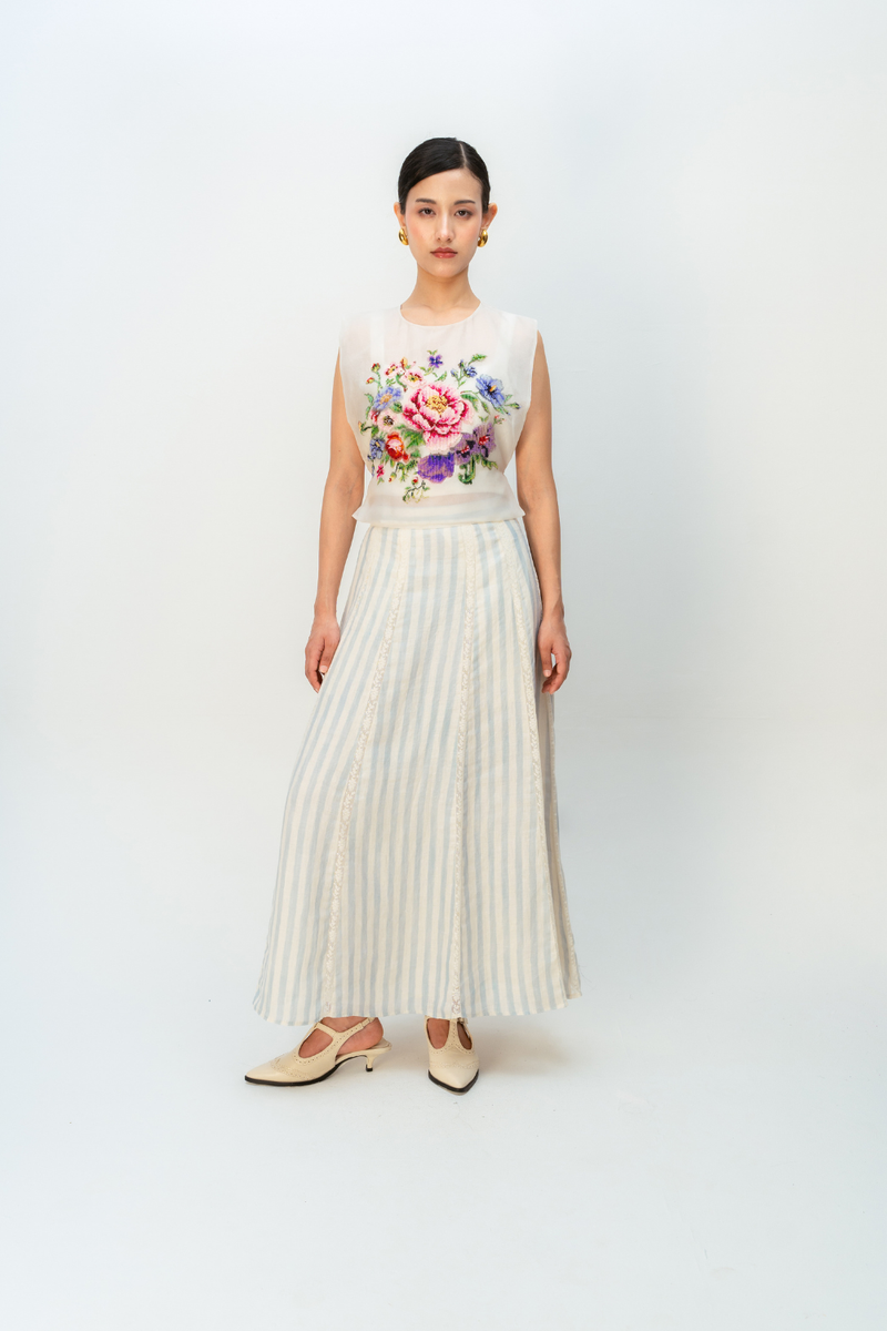 VANILLA BLOOM BIB silk organza jacket/overlay by Ode to Odd in off white for women in Singapore