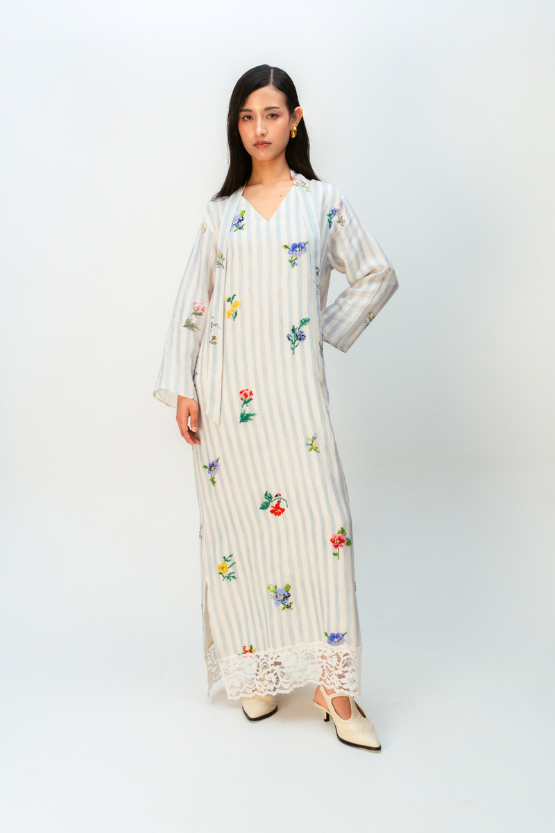 SWEETHEART DRESS linen dress by Ode to Odd in blue for women in Singapore