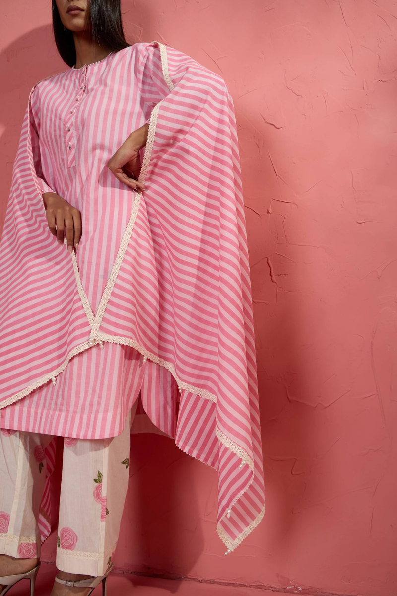 Stripe Dupatta cotton cambric dupatta by AAVIDI for women in Singapore